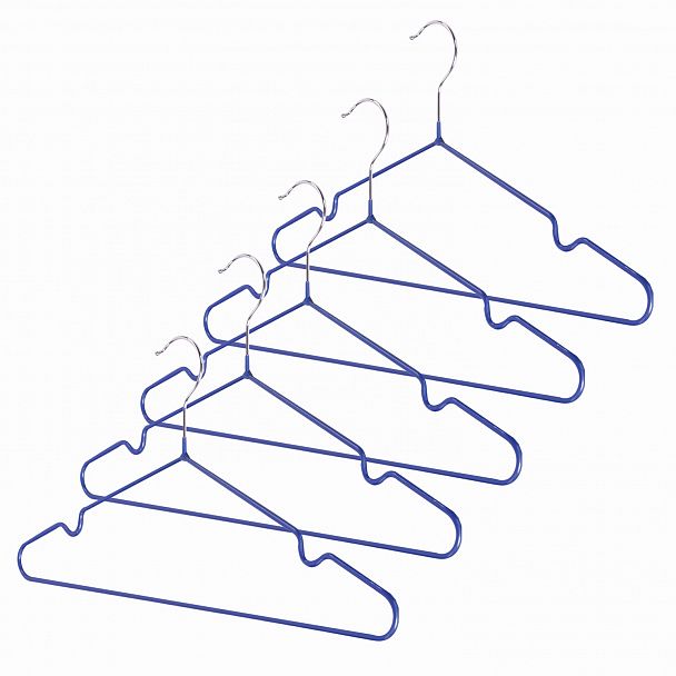 Вешалки-плечики, размер 48-50, КОМПЛЕКТ 10 шт., металл/ПВХ, перекладина, цвет синий, BRABIX "Стандарт", 601166 - Вид 4