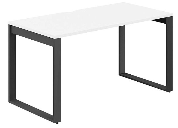 Стол Allegro 1400х700х750  / профиль О-образный: 70х20 антрацит; столешница с вырезом: белый - Вид 1