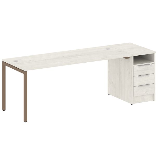 Metal System Quattro Р. ст. с тумбой на П-образном м/к 40БП.РС-СТП-1.5 Дуб наварра/Мокко металл 2212*720*750 - Вид 1