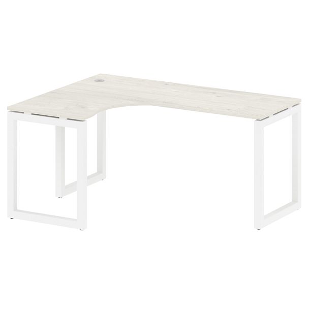 Metal System Quattro Стол криволинейный левый на О-образном м/к 50БО.СА-4 (L) Дуб наварра/Белый металл 1600*1200*750 - Вид 1