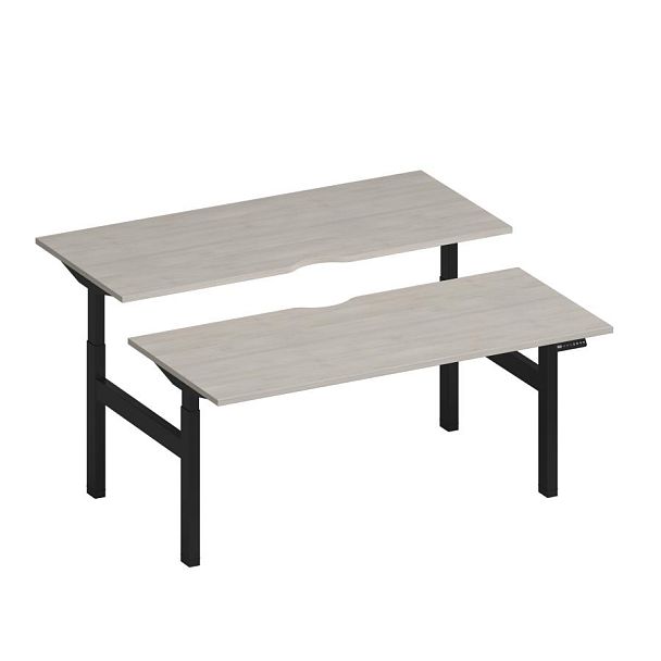 Рабочая станция на электроприводе с вырезами Elevo А2 ЧР 104.2 ДШ дуб шамони/ черный гладкий - Вид 1