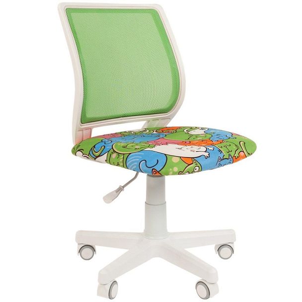 Кресло CHAIRMAN KIDS 112, пластик белый, велюр/сетка, принт CAT - Вид 1