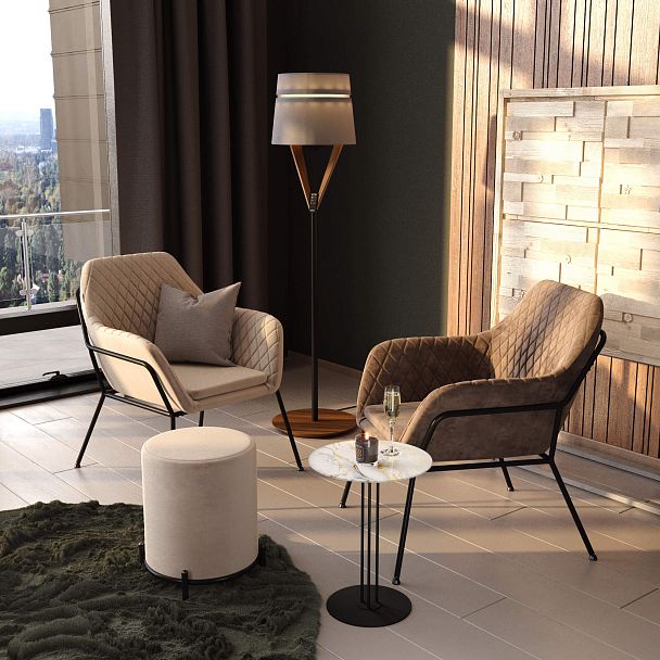 Кресло Sheffilton SHT-AMS2-1 НА МЕТАЛЛОКАРКАСЕ лунный мрамор/черный муар - Вид 9