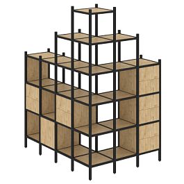 Loft Угловой внешний стеллаж наборный VR.L-56 Тиквуд светлый/Чёрный металл 1694*1278*2280 - Фото предпросмотра