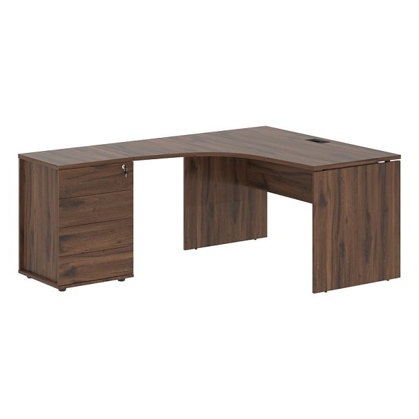 Стол эргономичный с тумбой EDCET 1318(L) Дуб Денвер тёмный/Черный 1360х1880х750 EDIS - Вид 1