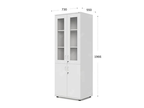 UNITY РШКСМ-02Г БЕЛЫЙ Шкаф со стеклянными дверьми Прямой 730х550х1966 - Вид 1