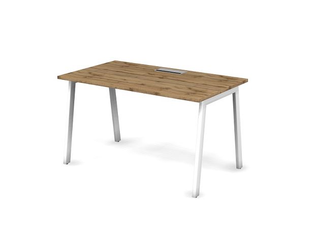 MATRIX 121S104-A Стол прямой, проводник Merida (A-обр. опоры) 1380х780х775 Дуб Крафт Золотой/Белый - Вид 1