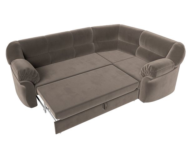 Диван угловой Карнелла правый (полностью велюр коричневый) - Вид 7