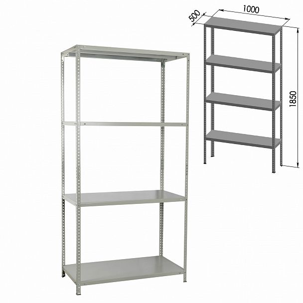 Стеллаж металлический BRABIX "MS Plus-185/50-4", 1850х1000х500 мм, 4 полки, регулируемые опоры, 291106, S241BR155402 - Вид 3