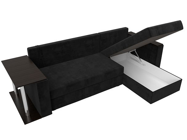 Угловой диван Атланта Лайт правый (полностью велюр черный) - Вид 9