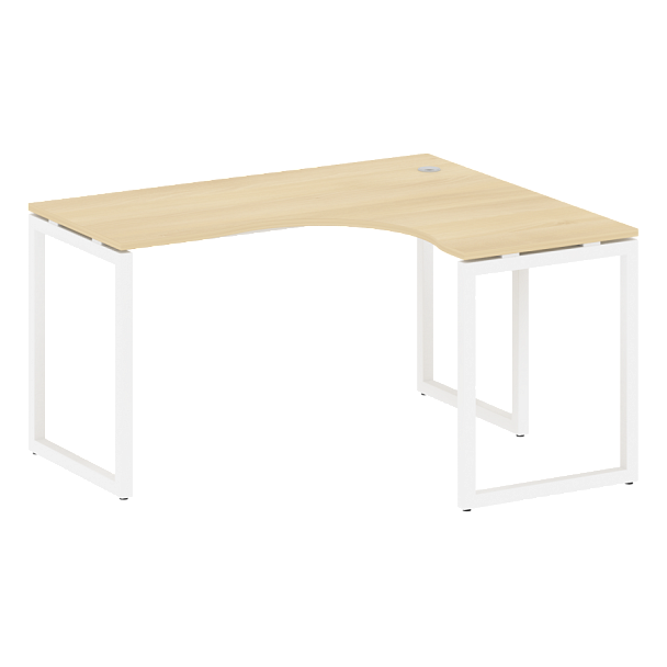 Metal System Quattro Стол криволинейный правый на О-образном м/к 40БО.СА-3 (R) Акация/Белый металл 1400*1200*750 - Вид 1