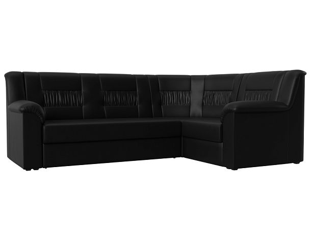 Угловой диван Карелия правый (полностью экокожа черная) - Вид 1