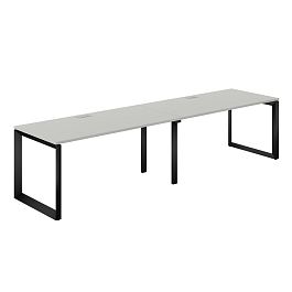 Рабочая станция s-b-s 3200х800х750 / профиль: 59х59 черный; столешница: серый бархат Призма / Prizma - Фото предпросмотра