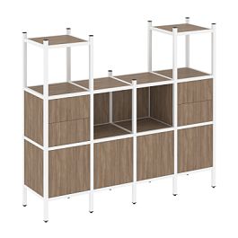 Loft Прямой стеллаж наборный VR.L-14 Дуб аризона/Белый металл 1694*446*1458 - Фото предпросмотра