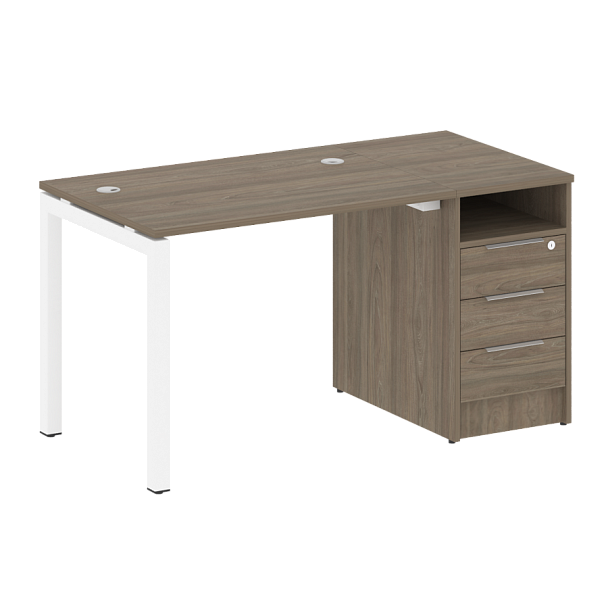 Metal System Quattro Р. ст. с тумбой на П-образном м/к 50БП.РС-СТП-1.1 Вяз/Белый металл 1412*720*750 - Вид 1