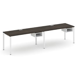 Concept Рабочая станция односторонняя с подвес. тумбами 2 места CN.ORS-104 Дуб Мали/Белый Бриллиант/Металл Белый 3160*720*750 - Фото предпросмотра