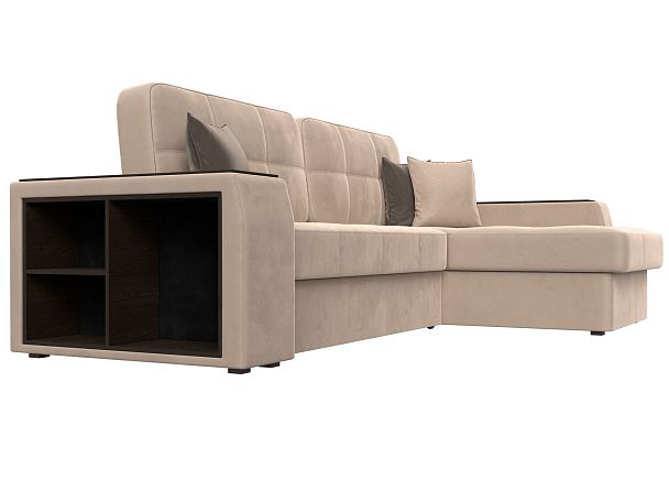 Угловой диван Брюссель правый (полностью велюр бежевый) - Вид 3