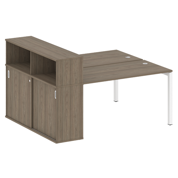 Metal System Quattro Р. ст. с шкафом-купе на П-образном м/к 50БП.РС-СШК-2.3 Т Вяз/Белый металл 1810*1475*1098 - Вид 1