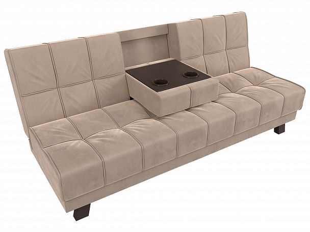 Прямой диван Винсент (полностью велюр бежевый) - Вид 6