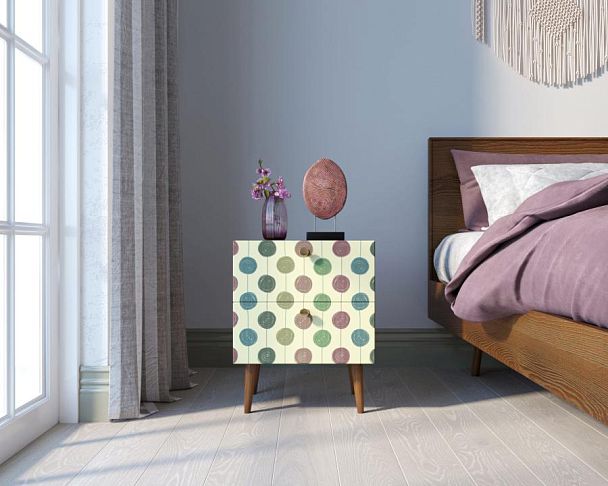 Тумбочка Berber с двумя ящиками 24 принт арт BB03/Print_24, разноцветная - Вид 4