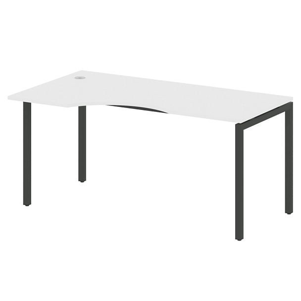 Metal System Quattro Стол криволинейный левый на П-образном м/к 40БП.СА-1 (L) Белый/Антрацит металл 1600*900*750 - Вид 1