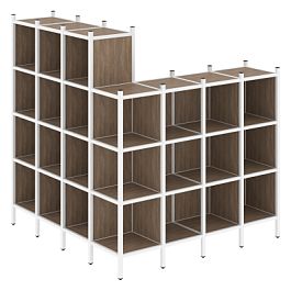 Loft Угловой внешний стеллаж наборный VR.L-60 Дуб аризона/Белый металл 1694*1694*1869 - Фото предпросмотра