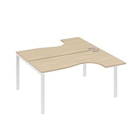Рабочая станция UNO (2х160) со столами эргономичными A4 А4 Б1 182 БП дуб скандинавский / металлокаркас белый - Фото предпросмотра