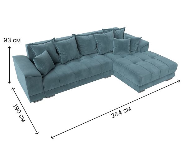 Угловой диван НордСтар правый угол Велюр бирюзовый - Вид 9