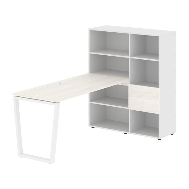 Стол-стеллаж EVRST 1115 Ясень Траун/Белый/Белый 1990х1120х1355 EDIS - Вид 1