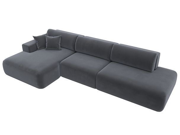 Диван угловой Лига-036 Модерн Лонг левый угол Велюр серый - Вид 5