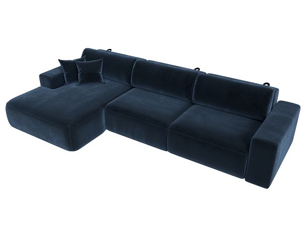 Диван угловой Лига-036 НПБ Классик Лонг левый угол Велюр синий - Вид 5