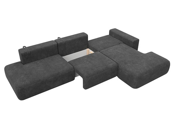 Диван угловой Лига-036 НПБ Модерн Лонг правый угол Велюр серый - Вид 8