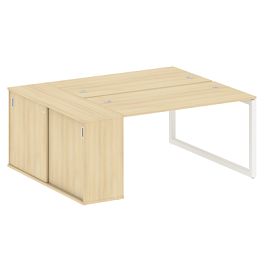 Metal System Quattro Р. ст. с шкафом-купе на О-образном м/к 50БО.РС-СШК-1.3 Т Акация/Белый металл 1810*1475*750 - Фото предпросмотра