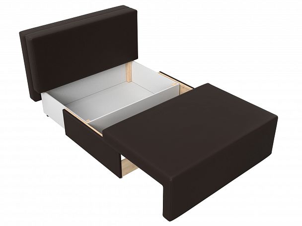 Диван прямой Лагуна (полностью экокожа коричневая, кант экокожа бежевая) - Вид 7