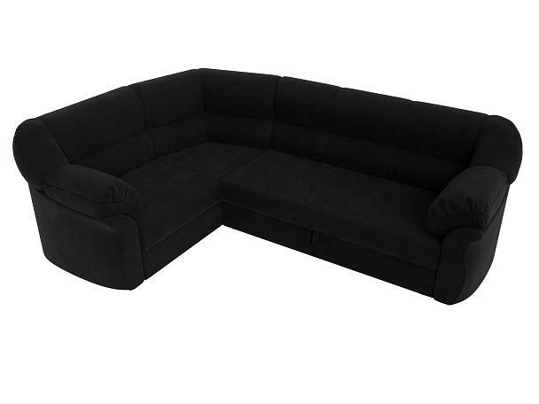 Диван угловой Карнелла левый (полностью микровельвет черный) - Вид 5