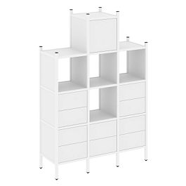 Loft Прямой стеллаж наборный VR.L-18 Белый бриллиант/Белый металл 1278*446*1869 - Фото предпросмотра