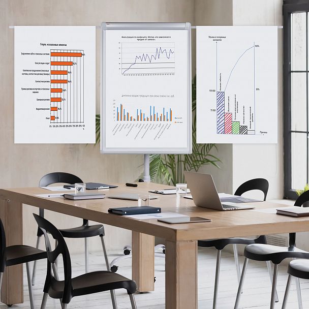 Доска-флипчарт с дополнительными держателями для бумаги, магнитно-маркерная, 70х100 см, пятилучие, STAFF, 238005 - Вид 11