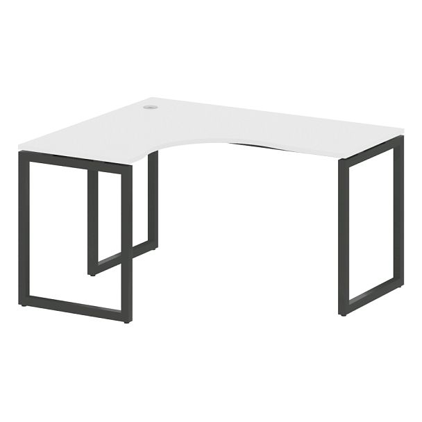 Metal System Quattro Стол криволинейный левый на О-образном м/к 40БО.СА-3 (L) Белый/Антрацит металл 1400*1200*750 - Вид 1