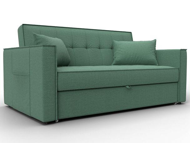 Диван прямой Лига-104 (140) Рогожка зеленый - Вид 1