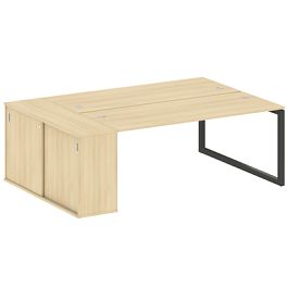 Metal System Quattro Р. ст. с шкафом-купе на О-образном м/к 50БО.РС-СШК-1.5 Т Акация/Антрацит металл 2210*1475*750 - Фото предпросмотра