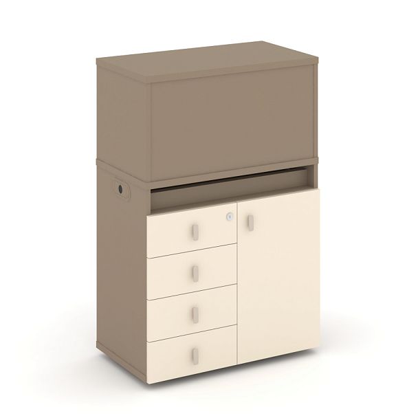 Estetica Набор №2. Тумба одиночная+низкая надставка ES.NB.1N-2 Латте/Сатин 750*410*1135 - Вид 1