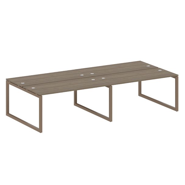 Metal System Quattro Р. ст. на 4 раб. места на О-образном м/к 50БО.СМ-4.4 Вяз/Мокко металл 3200*1475*750 - Вид 1