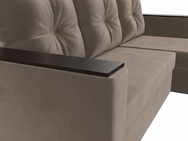 Угловой диван Атланта Лайт Б/С правый (полностью велюр коричневый) - Вид 4