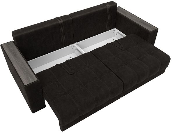 Диван прямой с декором Лига-049 НПБ Велюр коричневый - Вид 8