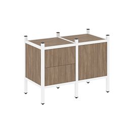 Loft Прямой стеллаж наборный VR.L-01 Дуб аризона/Белый металл 862*446*636 - Фото предпросмотра