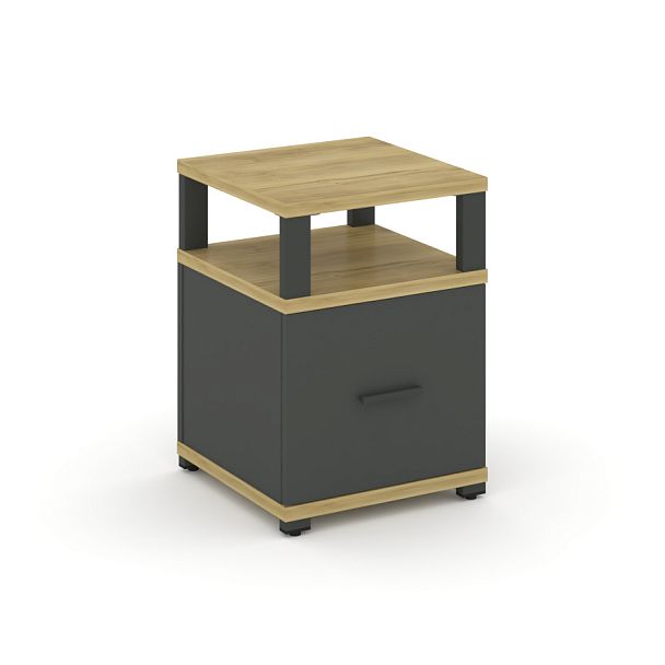 Concept Тумба приставная 1 распаш. фасад с надставкой CN.TUP-006 W Дуб Винченцо/Антрацит/Металл Антрацит 420*420*750 - Вид 1