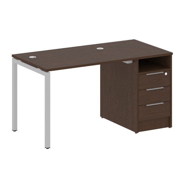 Metal System Quattro Р. ст. с тумбой на П-образном м/к 40БП.РС-СТП-1.1 Венге/Серый металл 1412*720*750 - Вид 1