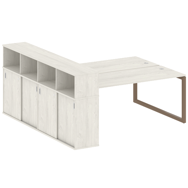 Metal System Quattro Р. ст. с шкафом-купе на О-образном м/к 50БО.РС-СШК-4.5 Т Дуб наварра/Мокко металл 2210*2332*1098 - Вид 1