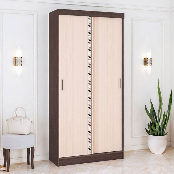 Шкаф-купе Афина (2100х1000х420) снято с про-ва венге/дуб молочный (фотопечать) - Вид 1