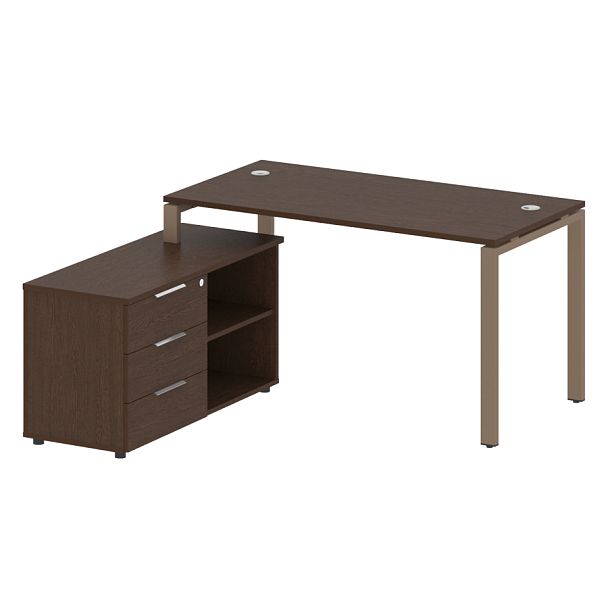 Metal System Р. ст. с тумбой на П-образном м/к БП.РС-СТС-2.3 (L) Венге/Мокко металл 1500*1520*750 - Вид 1